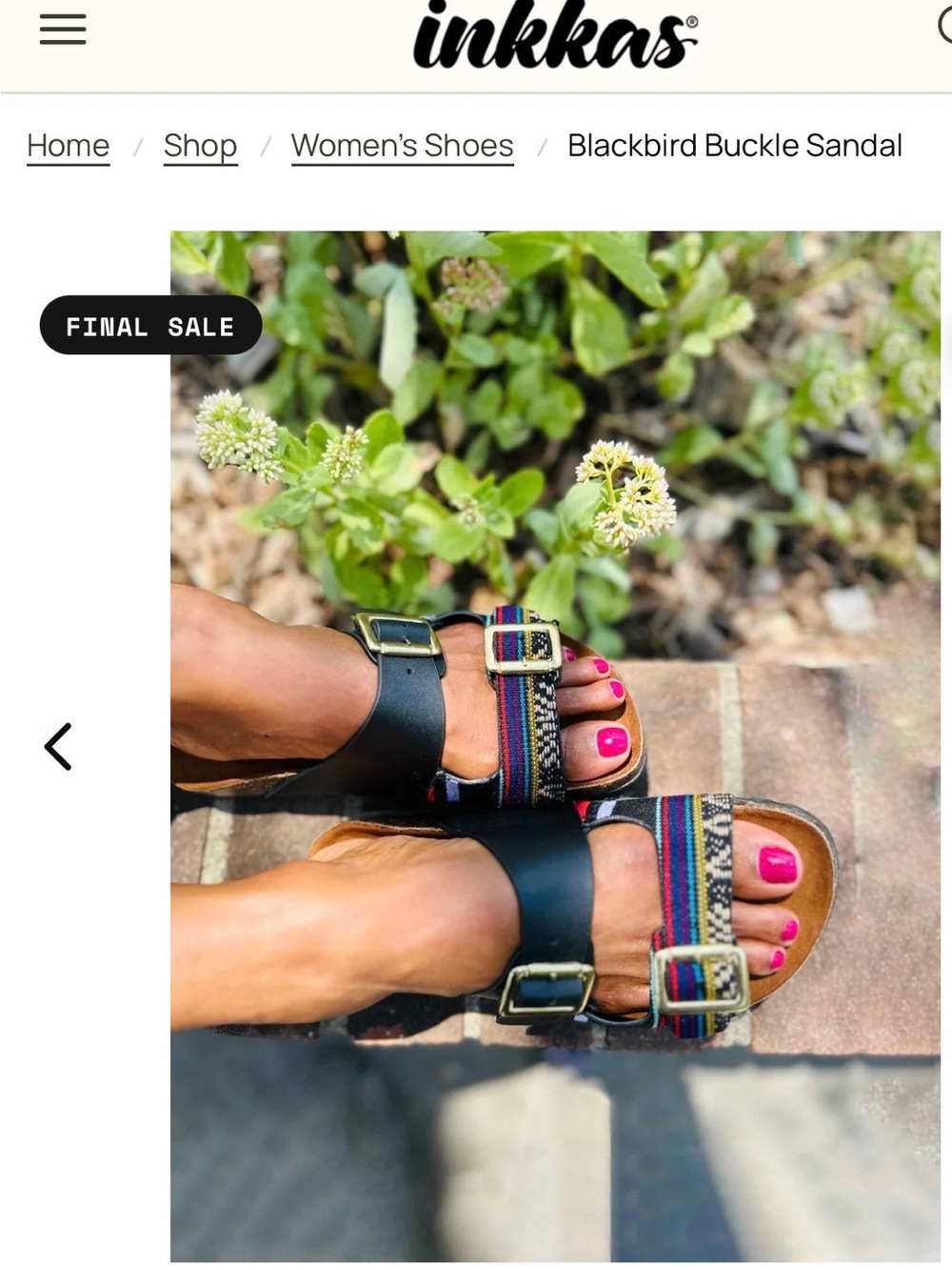 inkkas Black Buckle Sandal with Multicolor Woven Straps